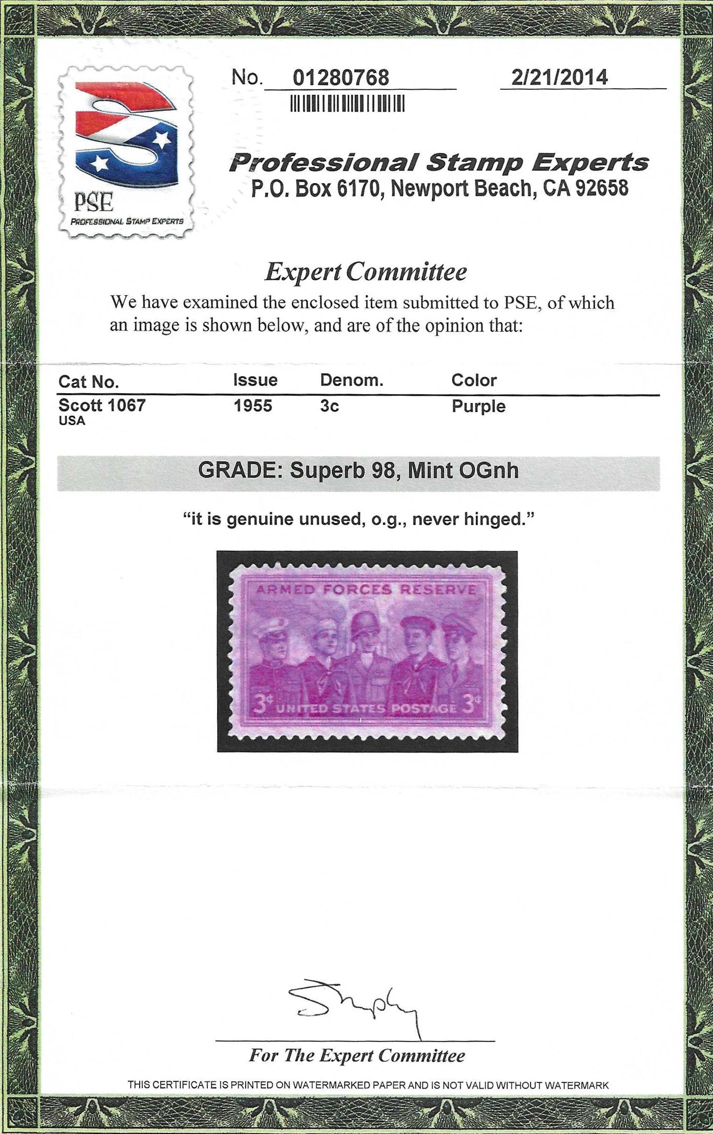 Scott #1067 Mint NH Graded 98