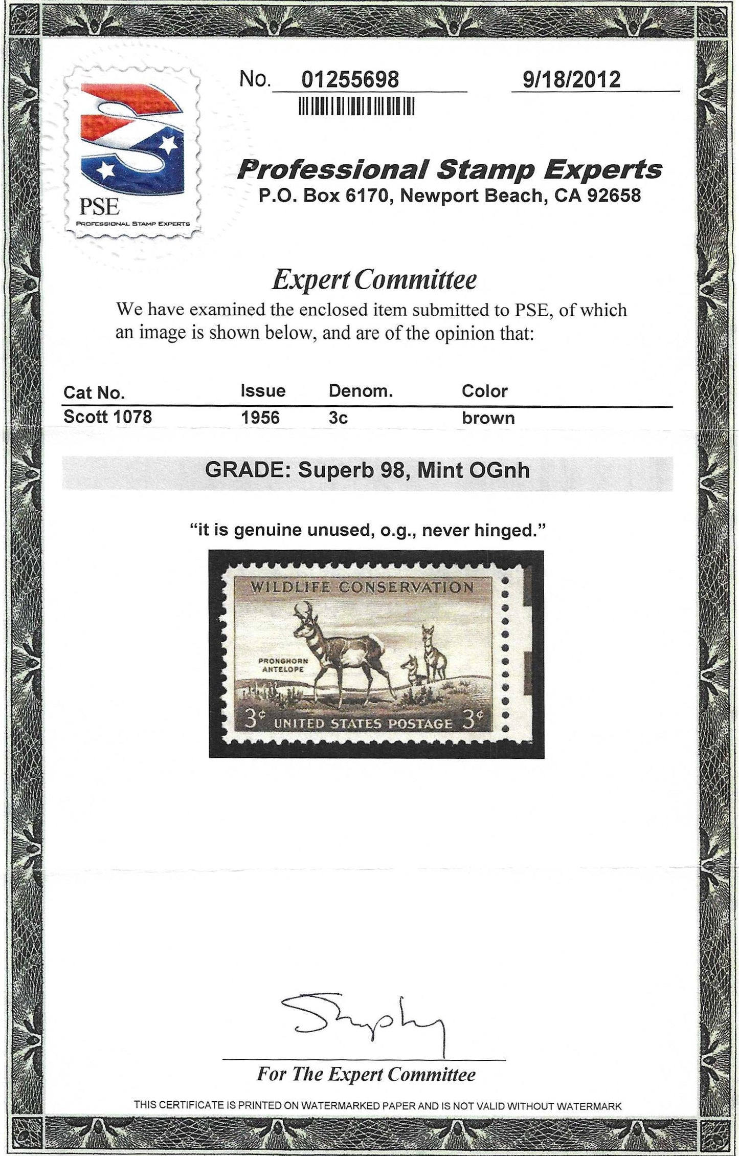 Scott #'s 1077, 1078 and 1079 Mint NH Graded 98