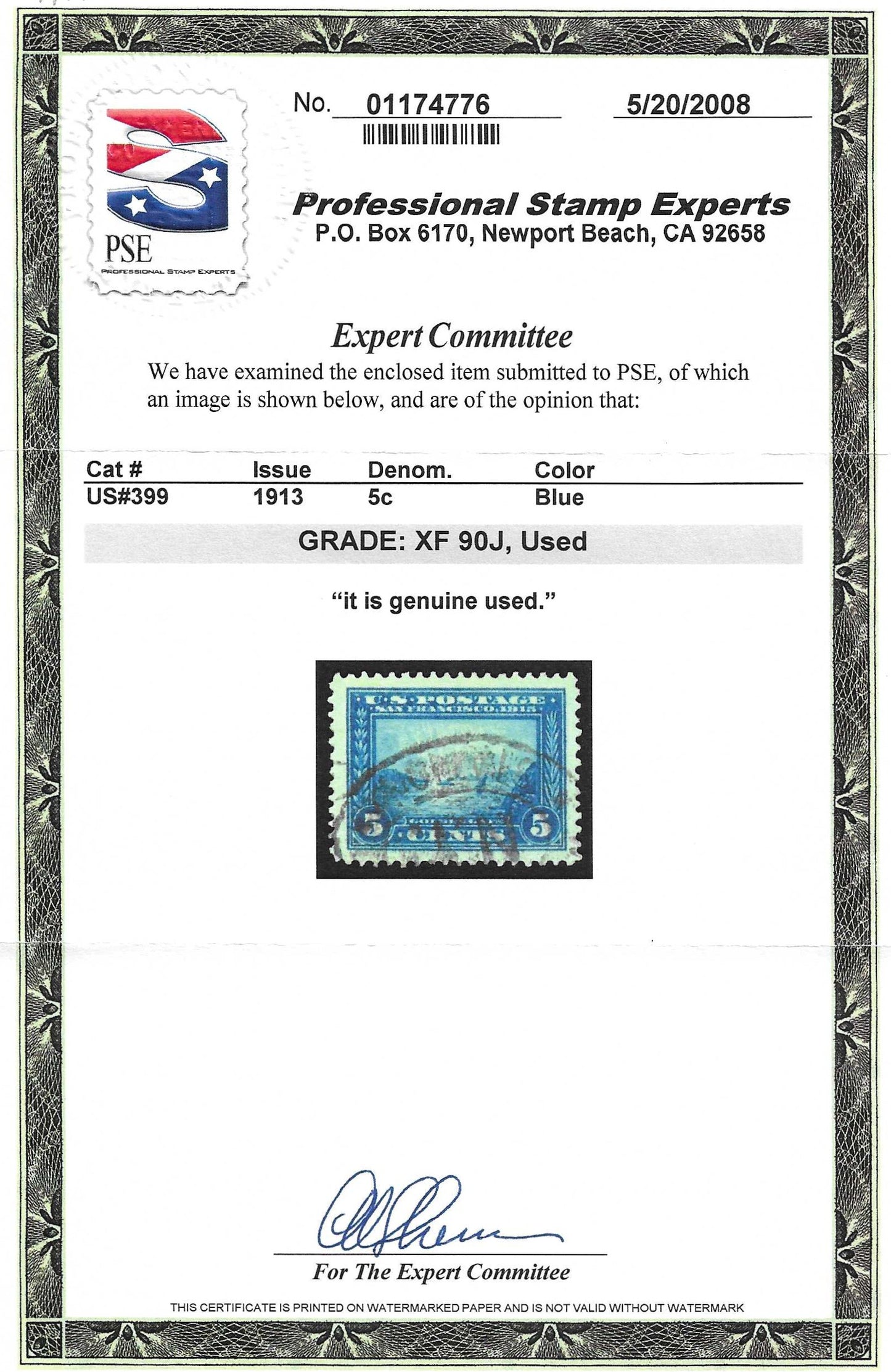 Scott #399 Used Graded 90J