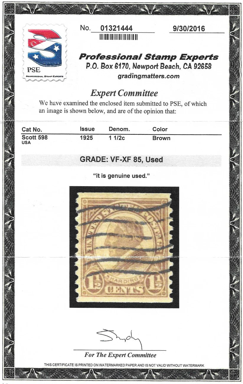Scott #597 Used Graded 90, #598 Used Graded 85 and #601 Used Graded 80