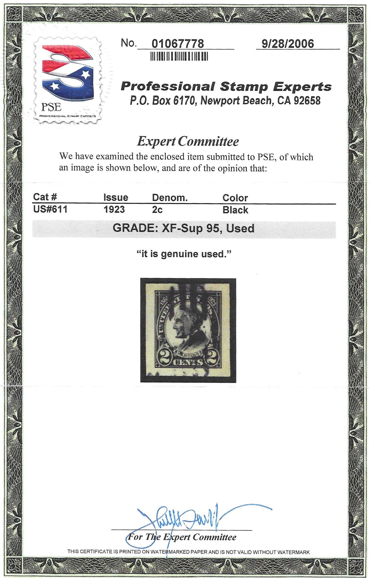Scott #611 Used Graded 95, 100, and 100J - Three Stamps!