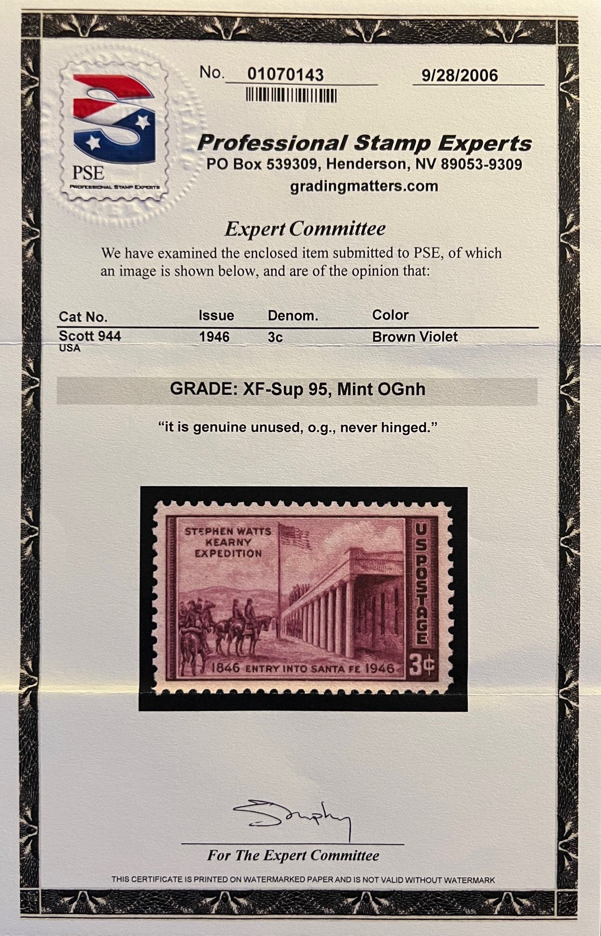 Scott #944 Mint NH Graded 95