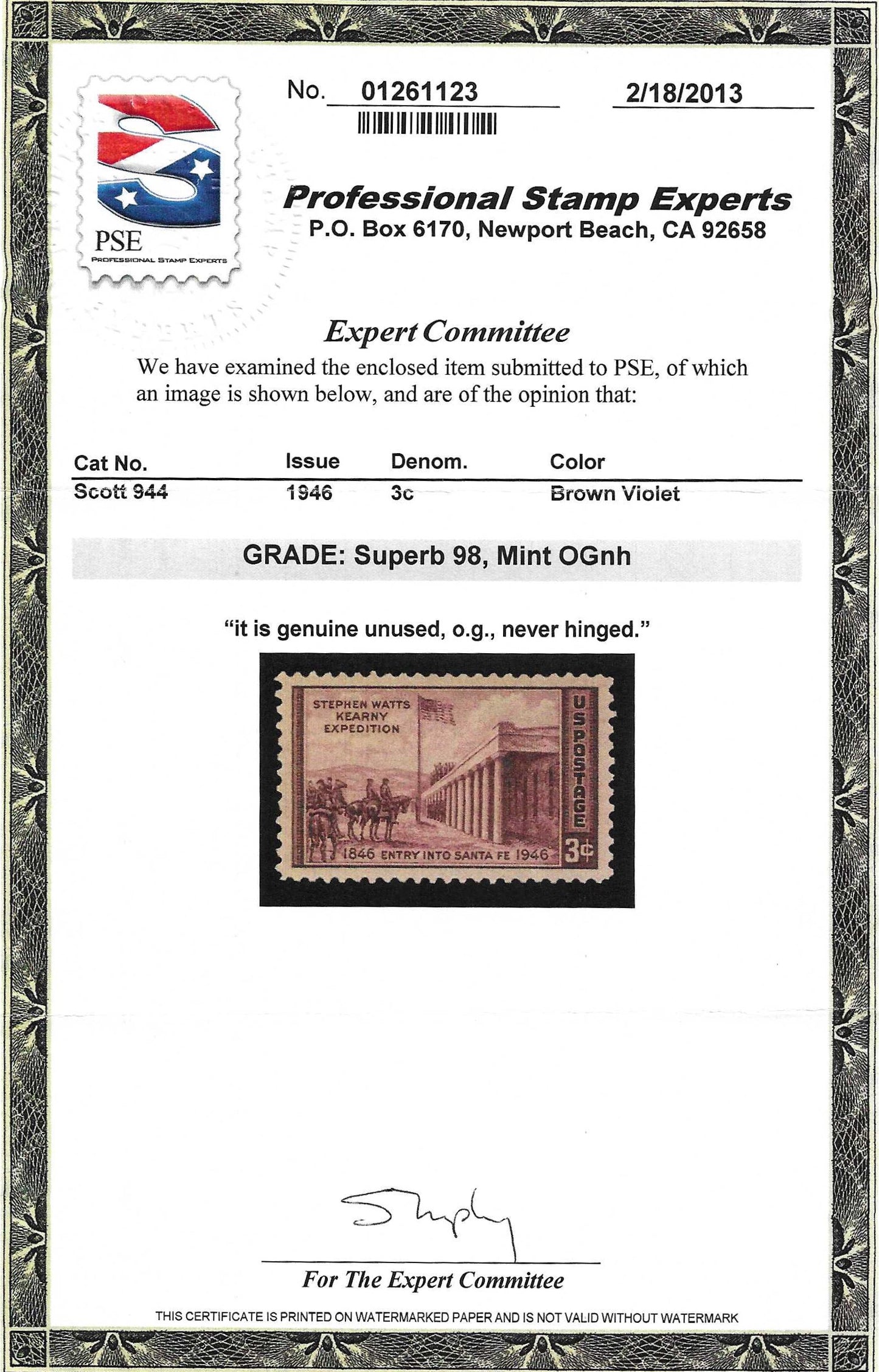 Scott #944 Mint NH Graded 98