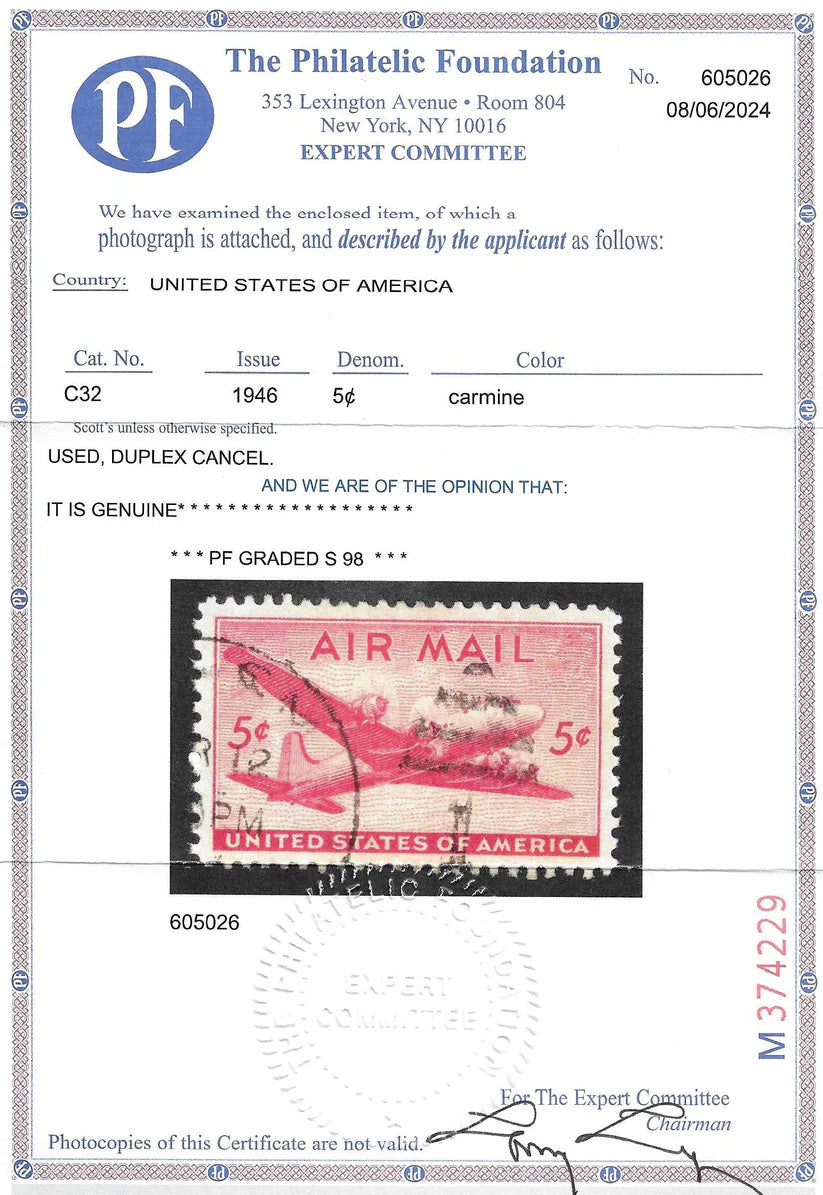Scott #C32 Airmail Used Graded 98 - Two of them!