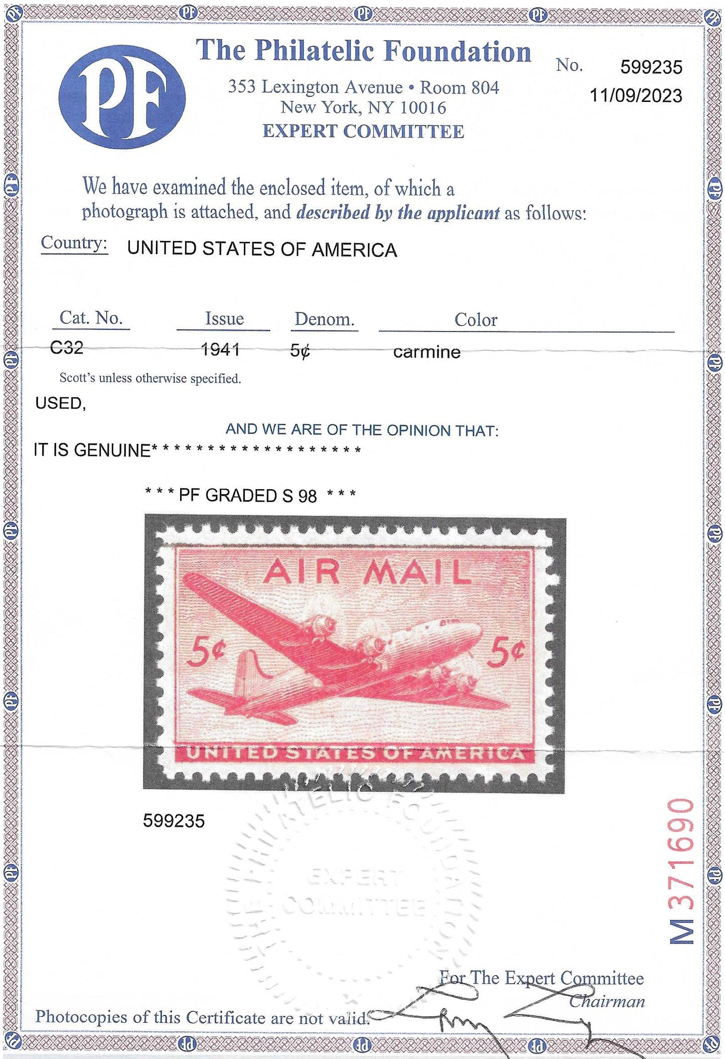 Scott #C32 Airmail Used Graded 98 - Two of them!