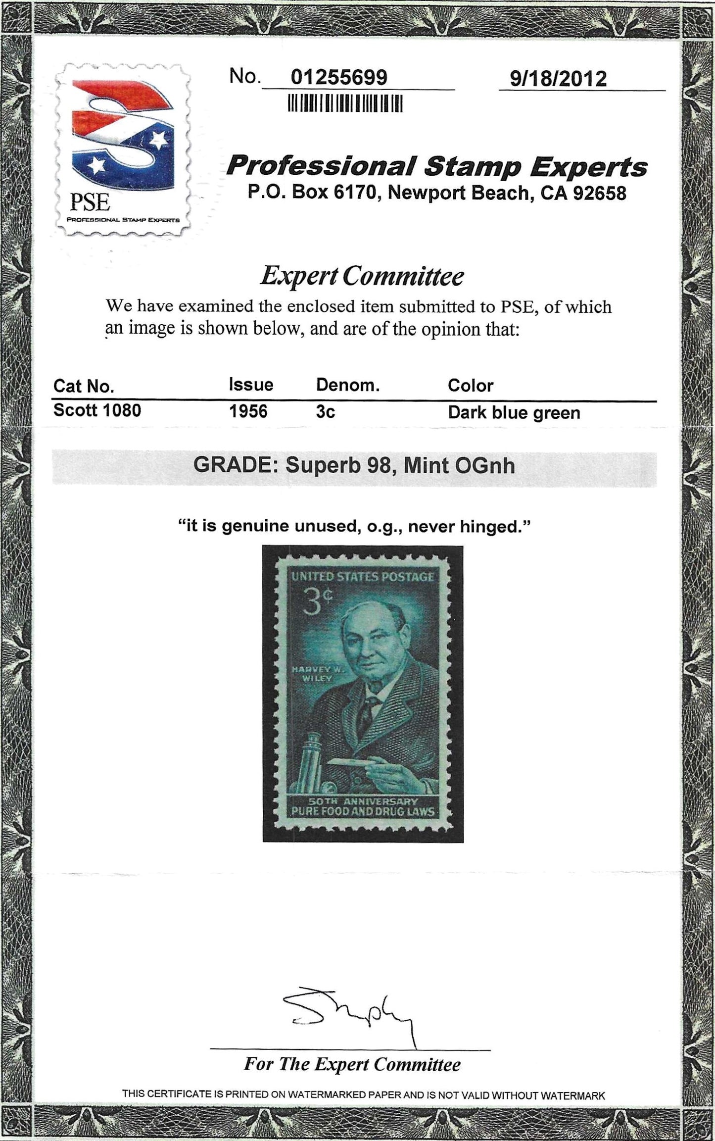 Scott #1080 Mint NH Graded 98