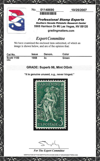 Scott #1100 Mint NH Graded 98