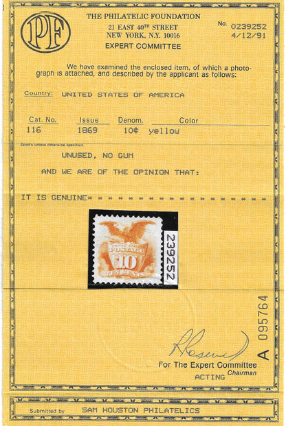 Scott #116 Unused NG Graded 80
