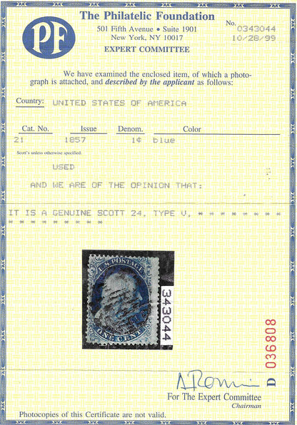 Scott #24 Used with Certificate