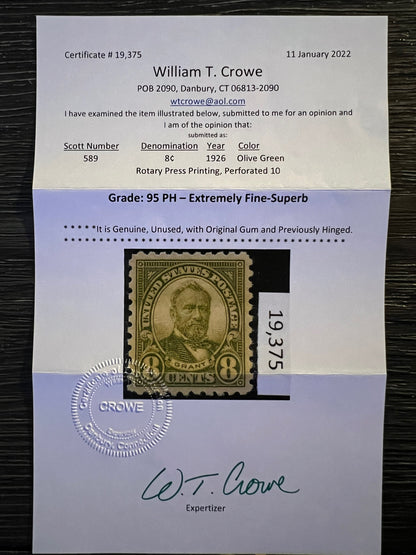 Scott #589 Mint PH Graded 95