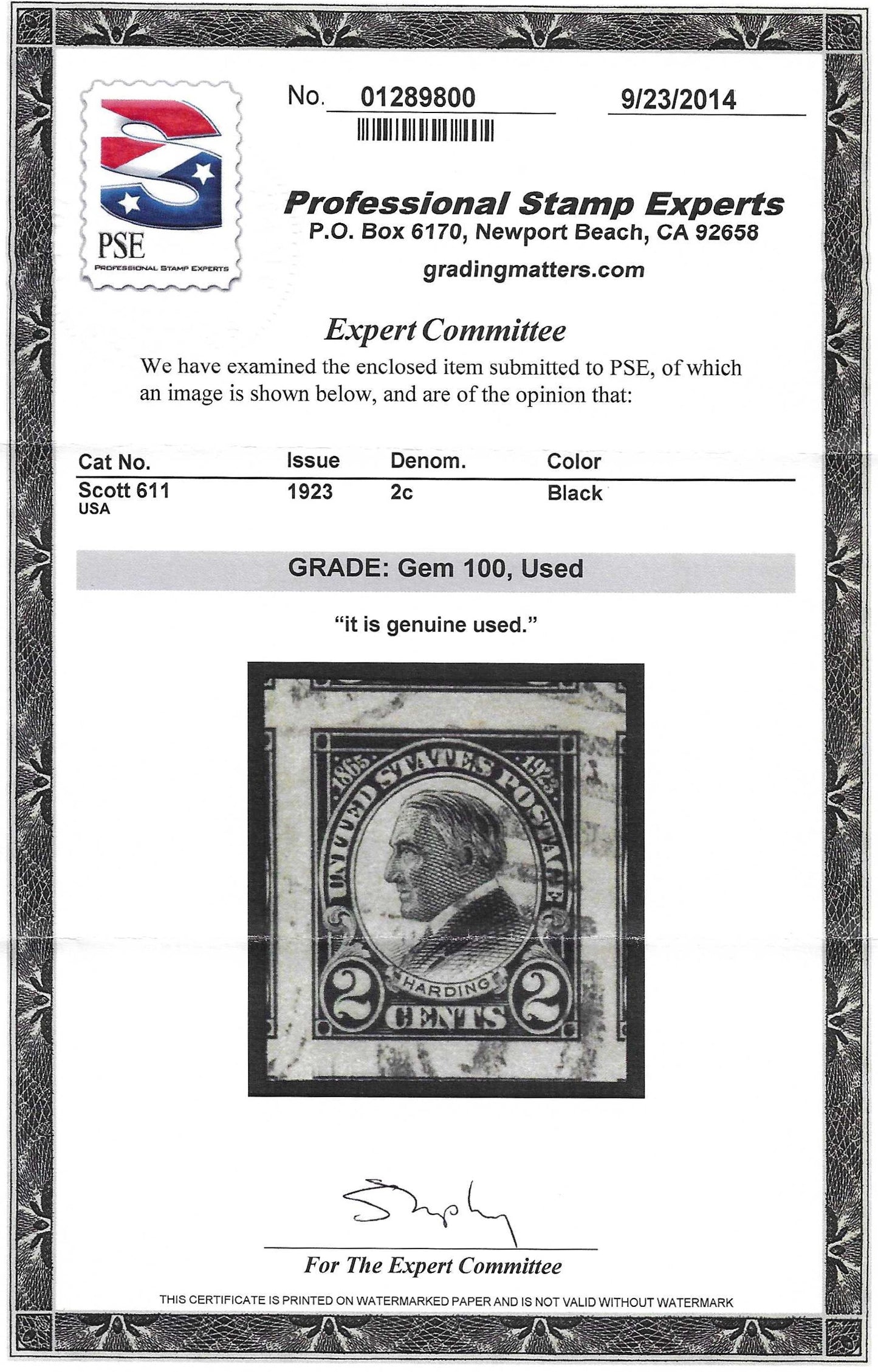 Scott #611 Used Graded 100