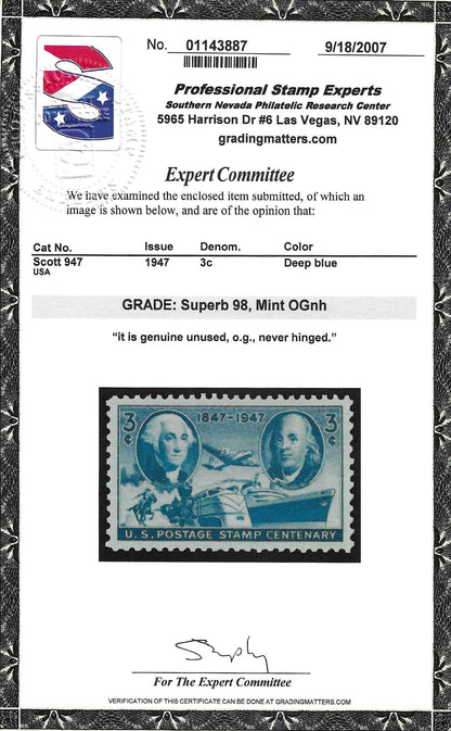Scott #947 Mint NH Graded 98
