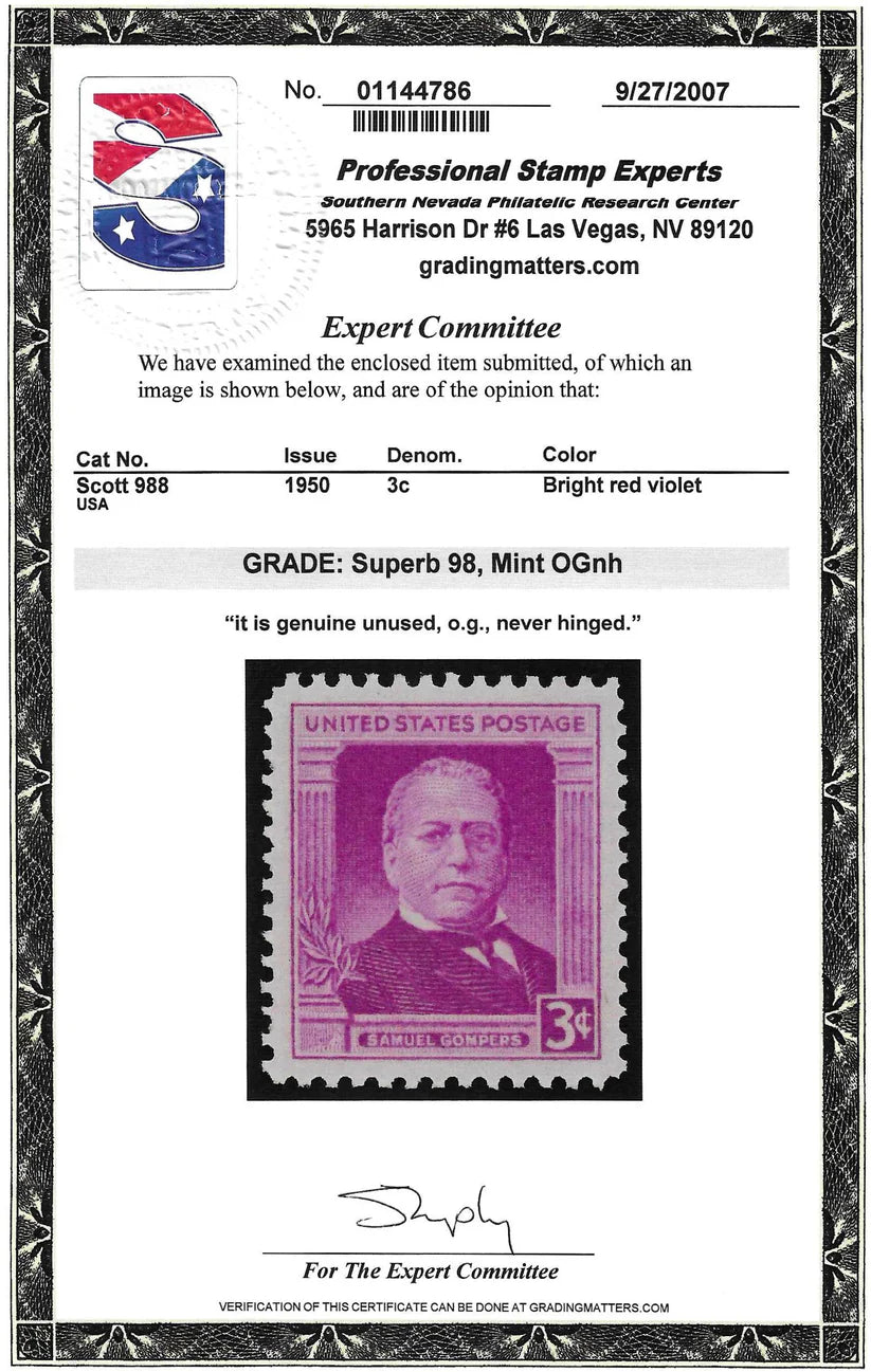 Scott #'s 961, 987, 988, 989, 991, 1004, 1074, 1081, 1089, 1090, 1098, 1104 all Mint NH Graded 98