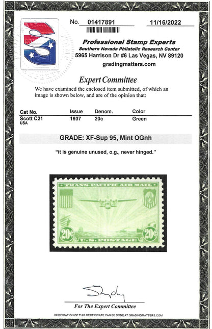 Scott #C21 Airmail Mint NH Graded 95
