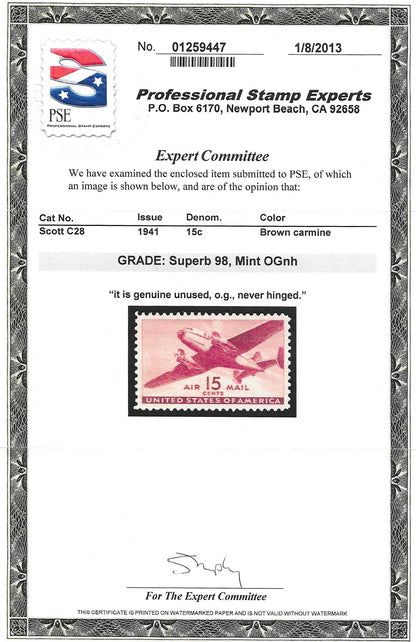 Scott #C28 Airmail Mint NH Graded 98