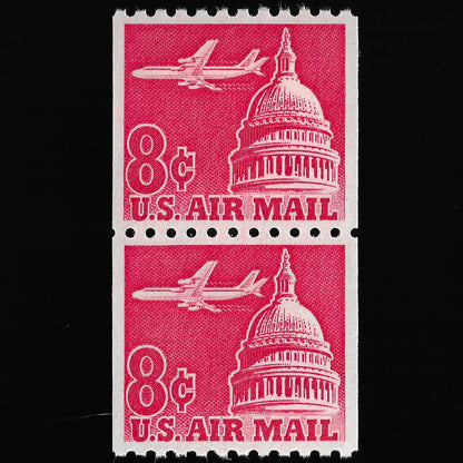 Scott #C65a PR Mint NH Airmail Coil Pair Graded 98